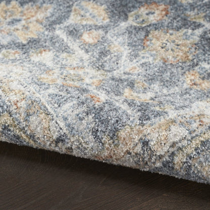 7' X 9' Gray Oriental Power Loom Distressed Washable Area Rug