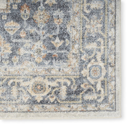 7' X 9' Gray Oriental Power Loom Distressed Washable Area Rug