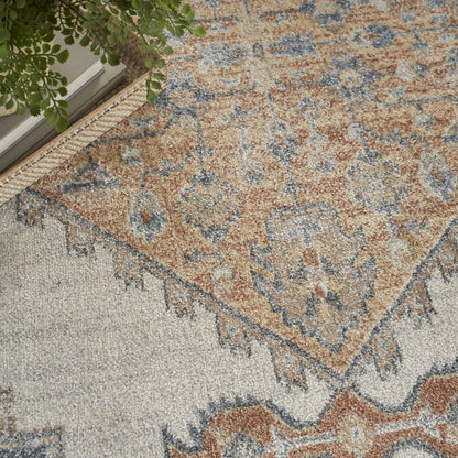 7' X 9' Gray Oriental Power Loom Distressed Washable Area Rug