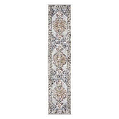 12' Gray Oriental Power Loom Distressed Washable Runner Rug