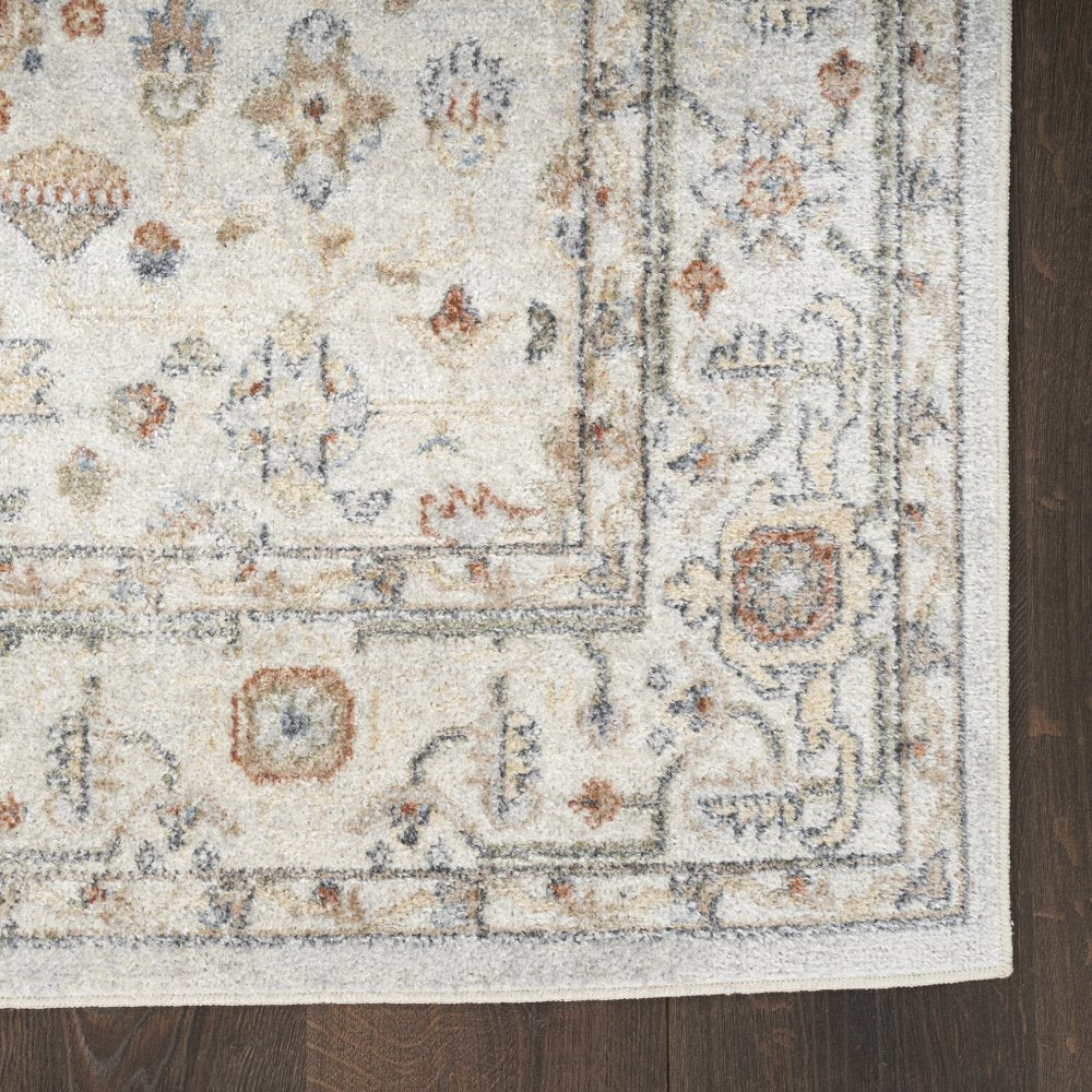 7' X 9' Gray Oriental Power Loom Distressed Washable Area Rug