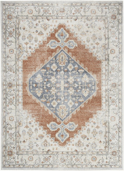 7' X 9' Gray Oriental Power Loom Distressed Washable Area Rug