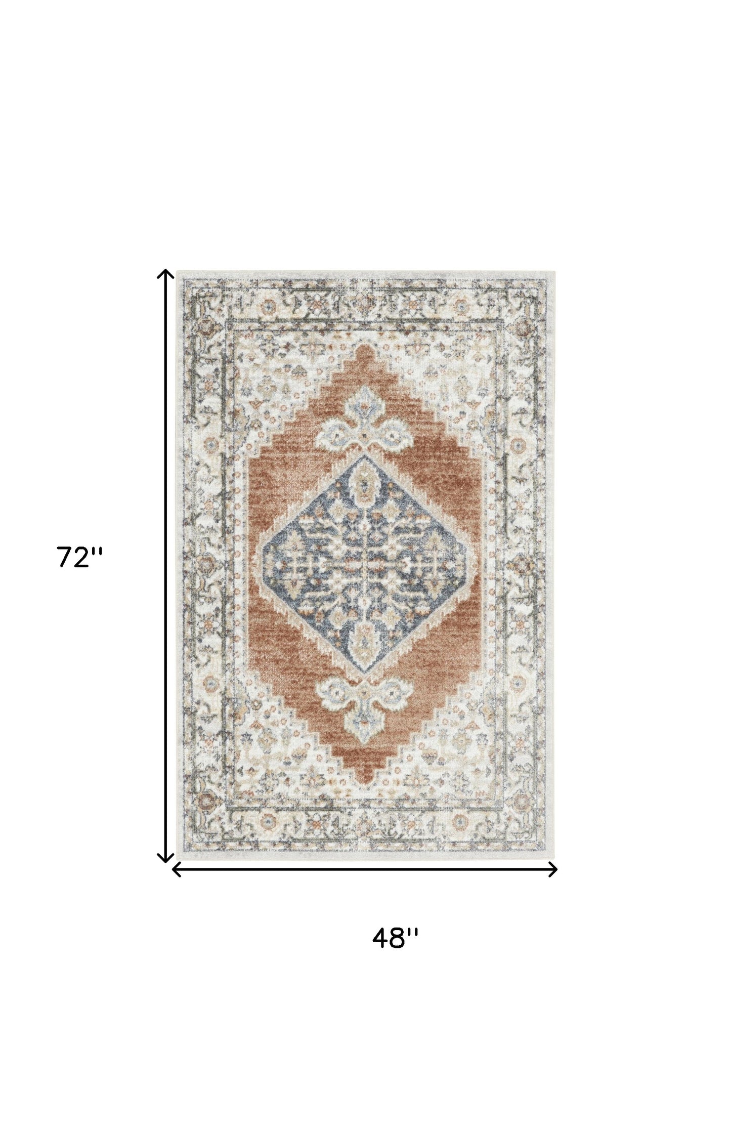 4' X 6' Gray Oriental Power Loom Distressed Washable Area Rug