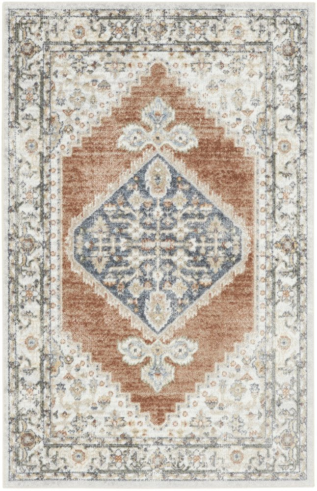 3' X 5' Gray Oriental Power Loom Distressed Washable Area Rug