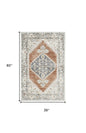 3' X 5' Gray Oriental Power Loom Distressed Washable Area Rug