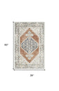 3' X 5' Gray Oriental Power Loom Distressed Washable Area Rug