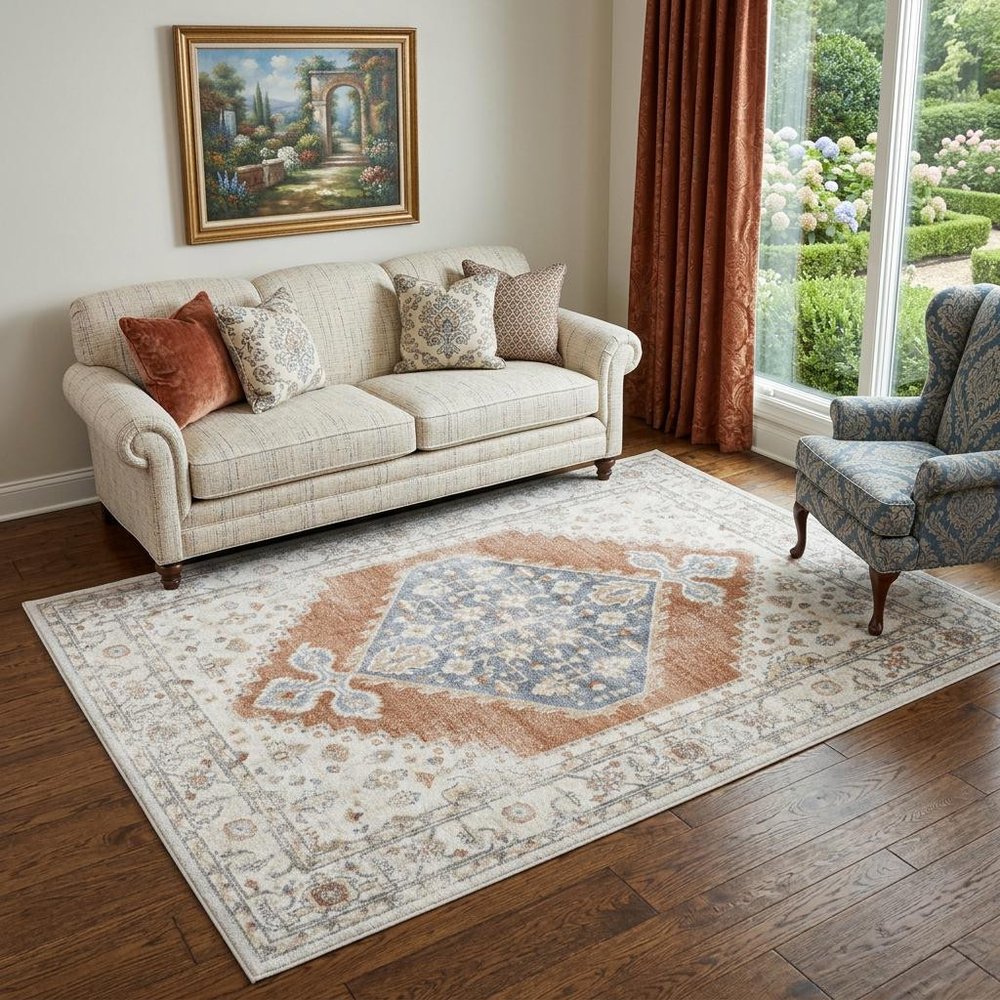 5' X 7' Gray Oriental Power Loom Distressed Washable Area Rug