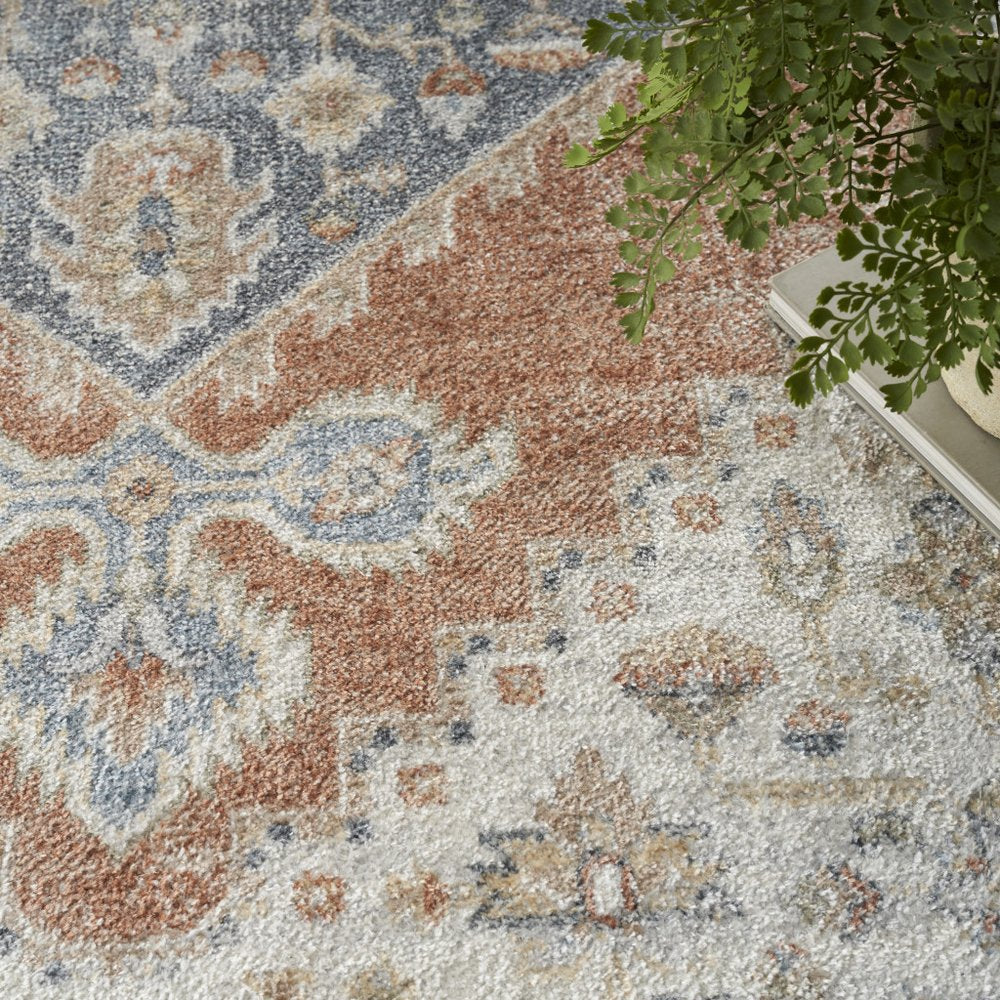 5' X 7' Gray Oriental Power Loom Distressed Washable Area Rug