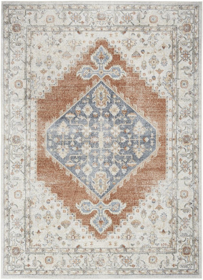 5' X 7' Gray Oriental Power Loom Distressed Washable Area Rug