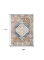 8' X 10' Denim Blue Oriental Power Loom Distressed Washable Area Rug