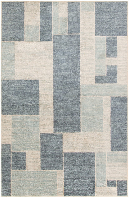 8' X 10' Denim Blue Oriental Power Loom Distressed Washable Area Rug