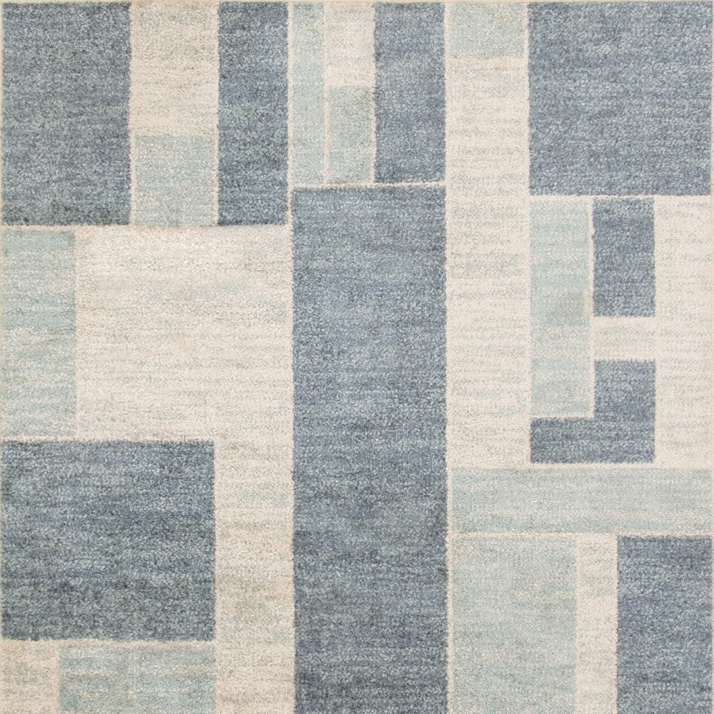 8' X 10' Denim Blue Oriental Power Loom Distressed Washable Area Rug