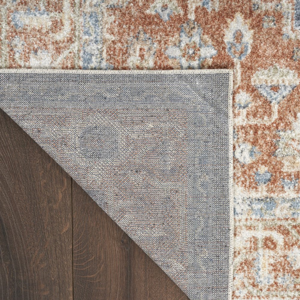 8' X 10' Denim Blue Oriental Power Loom Distressed Washable Area Rug