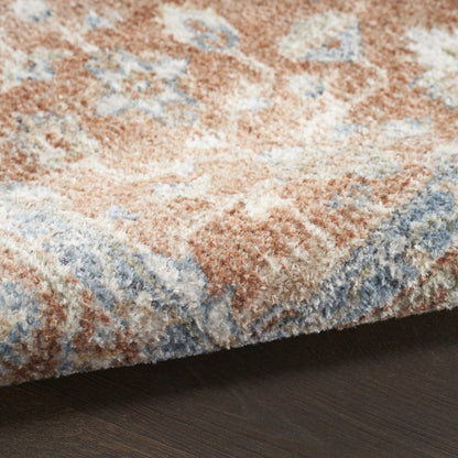 5' X 7' Denim Blue Oriental Power Loom Distressed Washable Area Rug