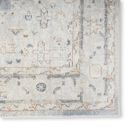 7' X 9' Light Blue Oriental Power Loom Distressed Washable Area Rug