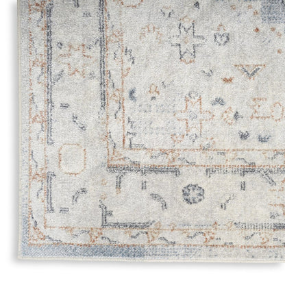 5' X 7' Light Blue Oriental Power Loom Distressed Washable Area Rug