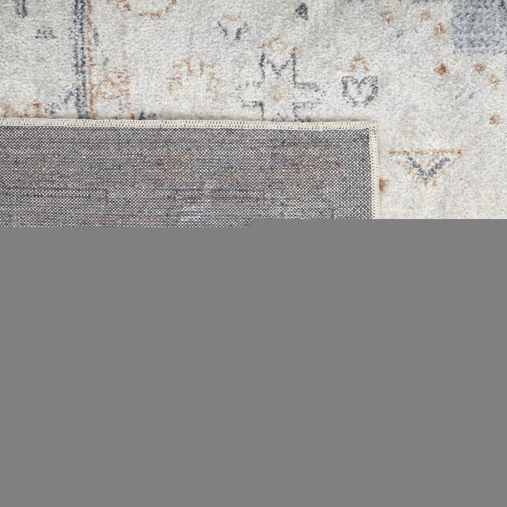 4' X 6' Light Blue Oriental Power Loom Distressed Washable Area Rug