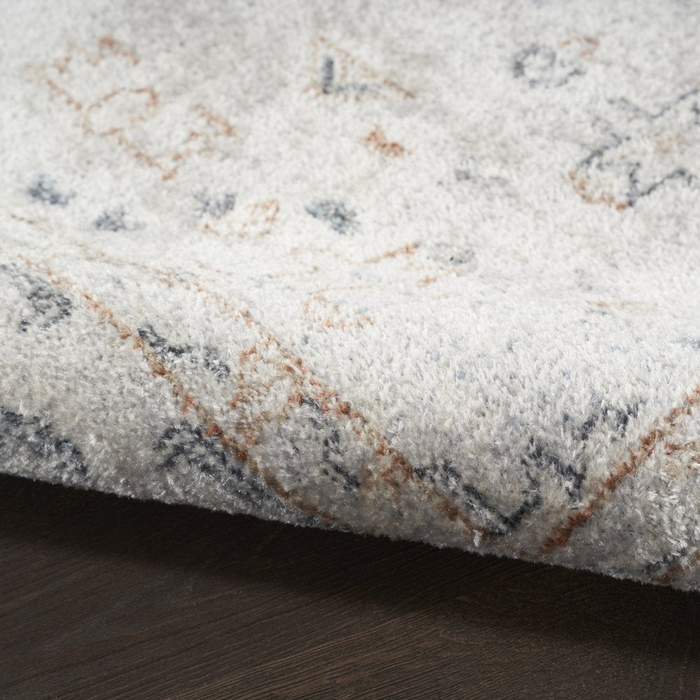 8' X 10' Light Blue Oriental Power Loom Distressed Washable Area Rug