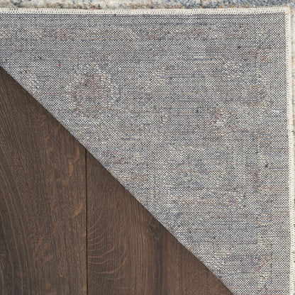 8' X 10' Light Blue Oriental Power Loom Distressed Washable Area Rug