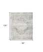 8' X 10' Light Blue Oriental Power Loom Distressed Washable Area Rug