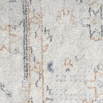 8' Light Blue Oriental Power Loom Distressed Washable Runner Rug