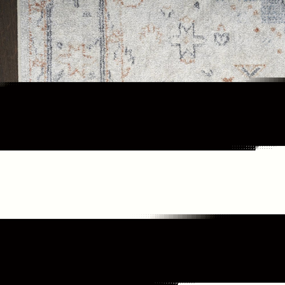 10' Light Blue Oriental Power Loom Distressed Washable Runner Rug