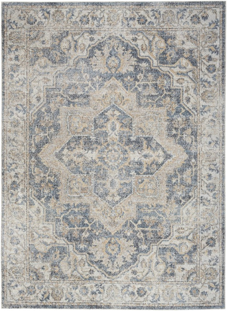 4' X 6' Gray Oriental Power Loom Washable Area Rug