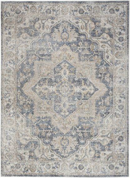 4' X 6' Gray Oriental Power Loom Washable Area Rug