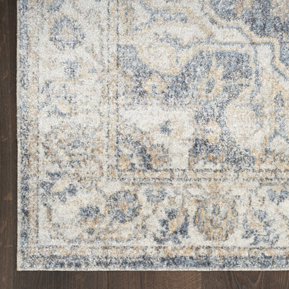 4' X 6' Gray Oriental Power Loom Washable Area Rug