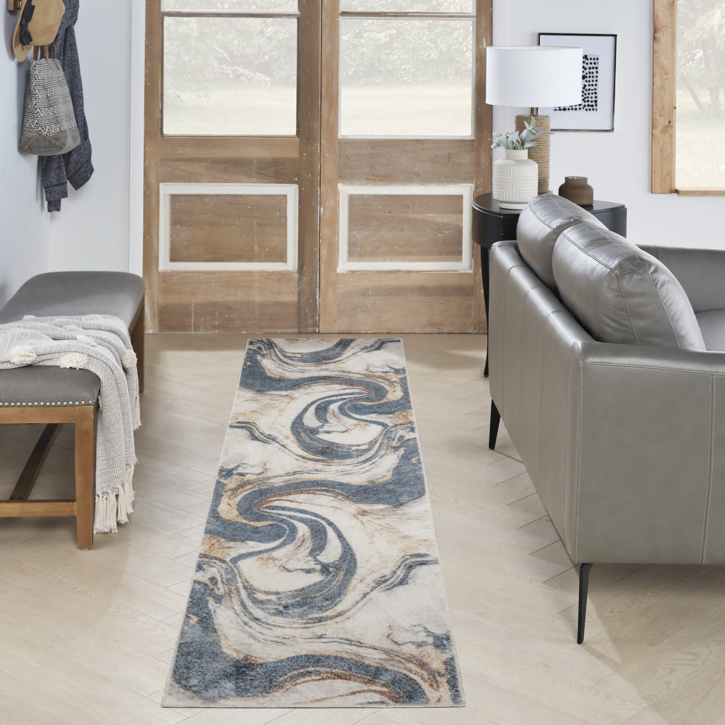 4' X 6' Gray Oriental Power Loom Washable Area Rug