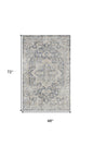 4' X 6' Gray Oriental Power Loom Washable Area Rug