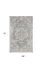 4' X 6' Gray Oriental Power Loom Washable Area Rug