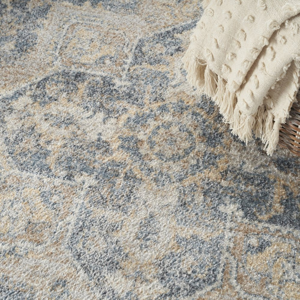 4' X 6' Gray Oriental Power Loom Washable Area Rug