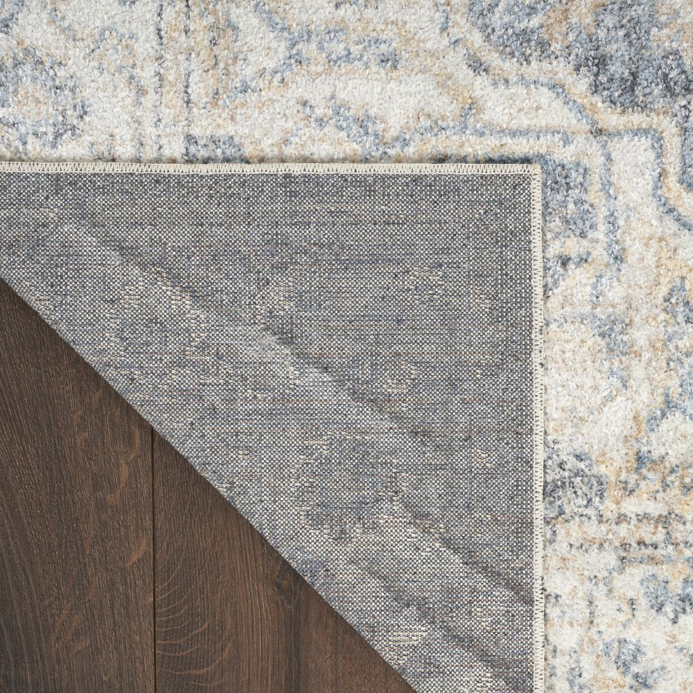 8' Gray Oriental Power Loom Washable Runner Rug