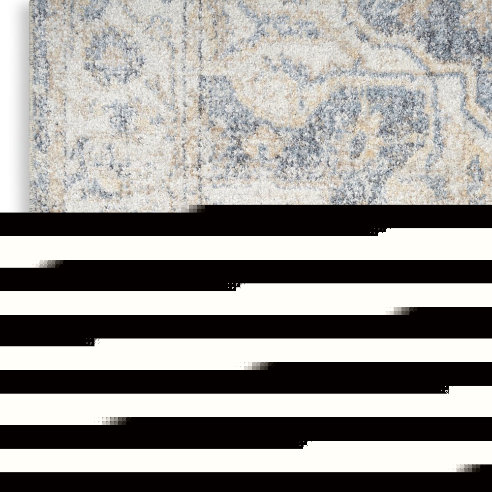 8' Gray Oriental Power Loom Washable Runner Rug