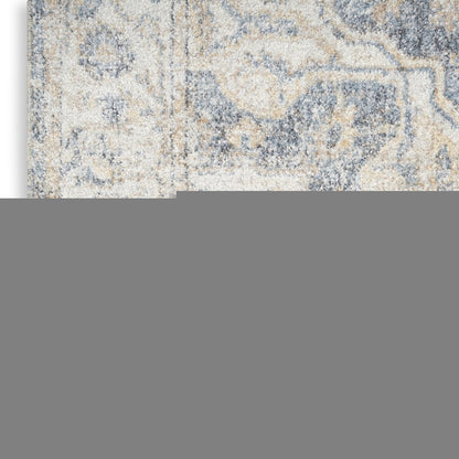 8' Gray Oriental Power Loom Washable Runner Rug