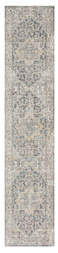 8' Gray Oriental Power Loom Washable Runner Rug