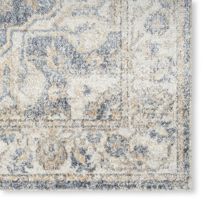 7' X 9' Gray Oriental Power Loom Washable Area Rug
