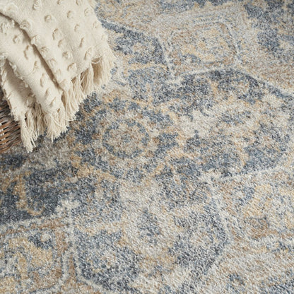 7' X 9' Gray Oriental Power Loom Washable Area Rug