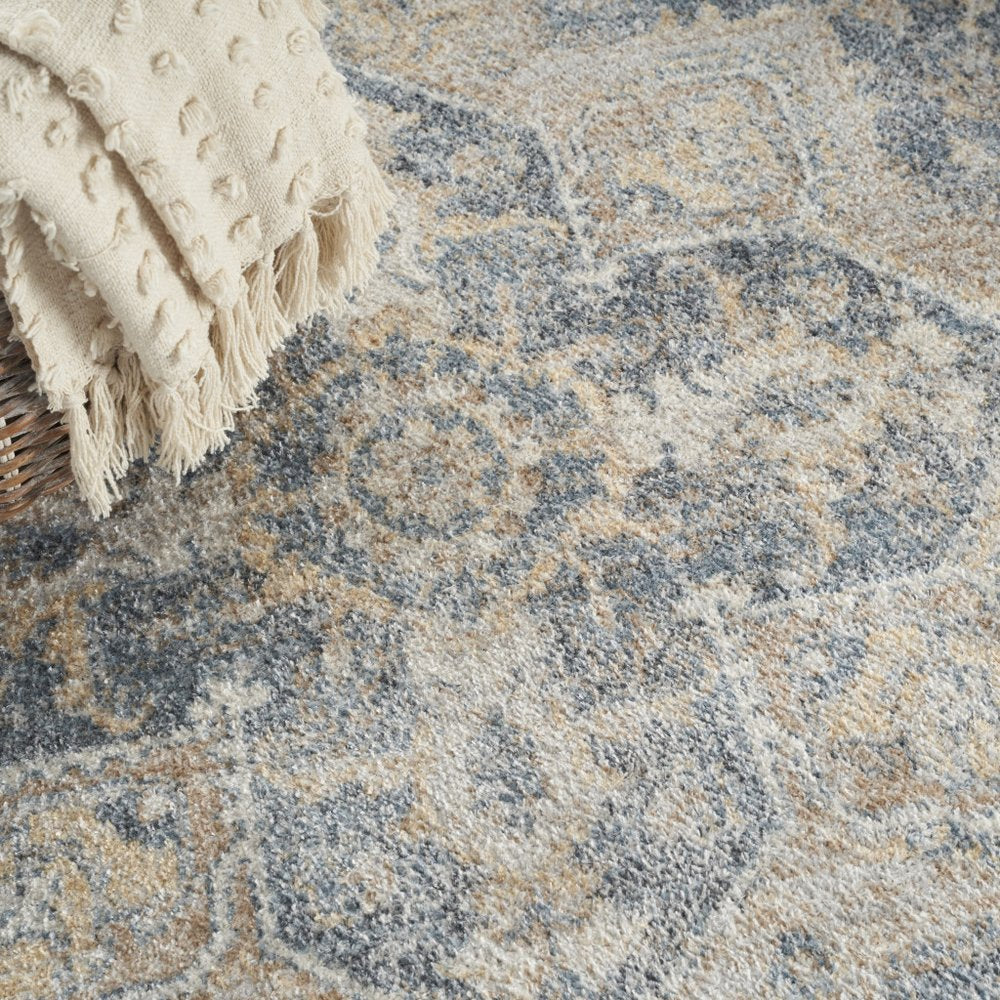 7' X 9' Gray Oriental Power Loom Washable Area Rug