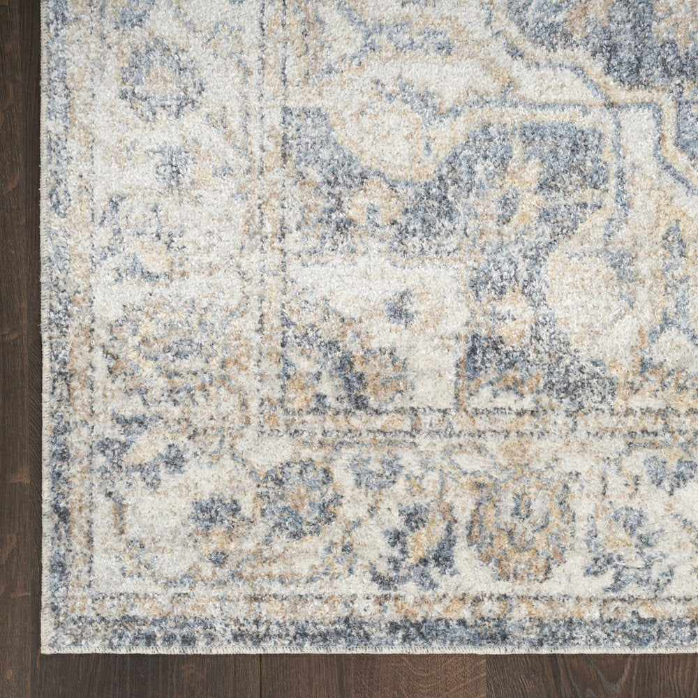 3' X 5' Gray Oriental Power Loom Washable Area Rug