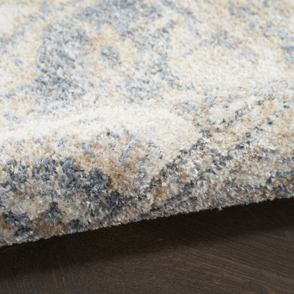 3' X 5' Gray Oriental Power Loom Washable Area Rug
