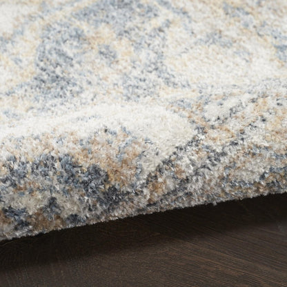 3' X 5' Gray Oriental Power Loom Washable Area Rug