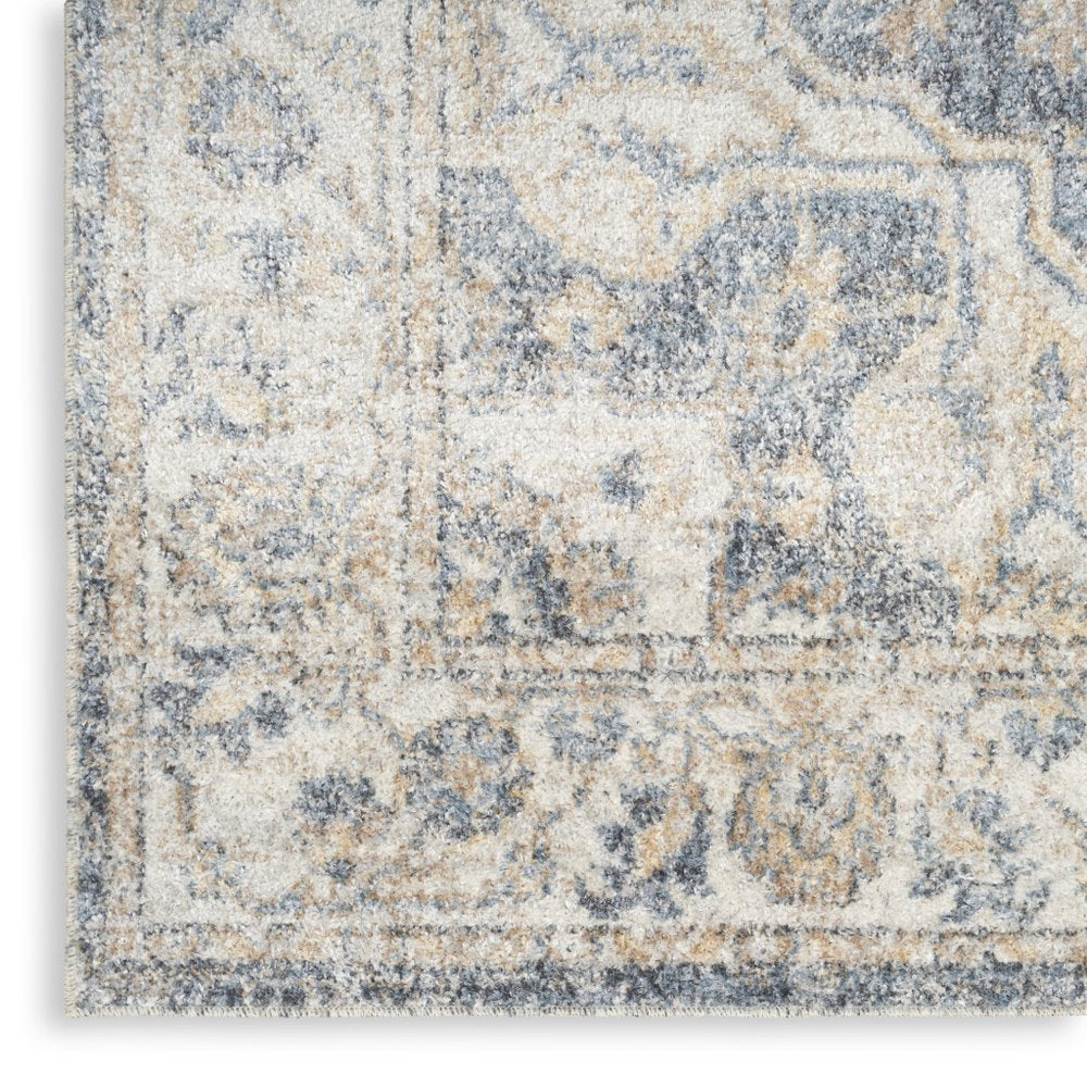 3' X 5' Gray Oriental Power Loom Washable Area Rug