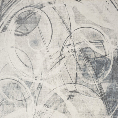 3' X 5' Gray Oriental Power Loom Washable Area Rug