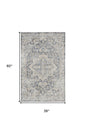 3' X 5' Gray Oriental Power Loom Washable Area Rug
