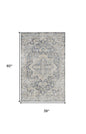 3' X 5' Gray Oriental Power Loom Washable Area Rug