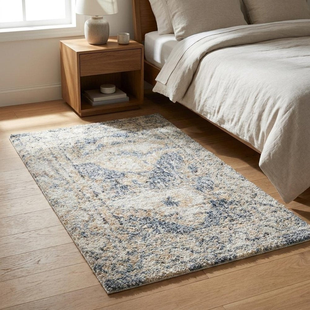 3' X 5' Gray Oriental Power Loom Washable Area Rug