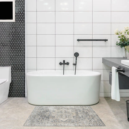 3' X 5' Gray Oriental Power Loom Washable Area Rug