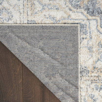 5' X 7' Gray Oriental Power Loom Washable Area Rug